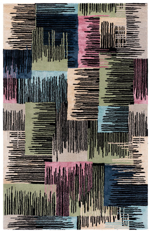 Safavieh Fifth Modern Hand-Tufted Black & Pink Area Rug — Low Pile, Viscose-Wool Blend, Sleek Minimalist Style 4'-0" x 6'-0" FTV105Z-4