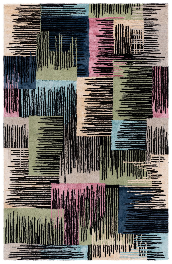 Safavieh Fifth Luxurious Hand-Tufted Runner In Bold Black And Pink — Viscose, Wool & Cotton Blend, Low Pile Elegance 2'-3" x 8'-0" FTV105Z-28