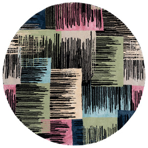 Safavieh Fifth Modern Hand-Tufted Black & Pink Area Rug — Low Pile, Viscose-Wool Blend, Sleek Minimalist Style 4'-0" x 6'-0" FTV105Z-4
