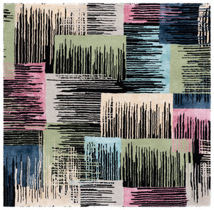 Safavieh Fifth Modern Hand-Tufted Black & Pink Area Rug — Low Pile, Viscose-Wool Blend, Sleek Minimalist Style 4'-0" x 6'-0" FTV105Z-4