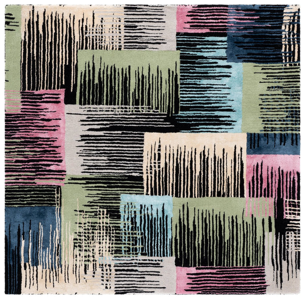 Safavieh Fifth Modern Hand-Tufted Black & Pink Area Rug — Low Pile, Viscose-Wool Blend, Sleek Minimalist Style 4'-0" x 6'-0" FTV105Z-4