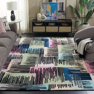 Safavieh Fifth Black And Pink Hand-Tufted Area Rug — Plush 0.5" Pile, Viscose Wool Cotton Blend, Modern Elegance 8'-0" x 10'-0" FTV105Z-8