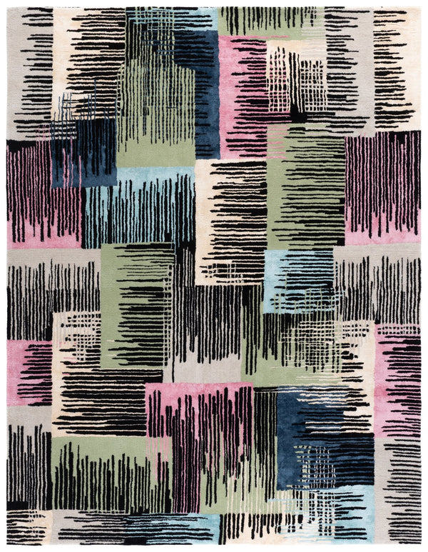 Safavieh Fifth Luxurious Hand-Tufted Runner In Bold Black And Pink — Viscose, Wool & Cotton Blend, Low Pile Elegance 2'-3" x 8'-0" FTV105Z-28