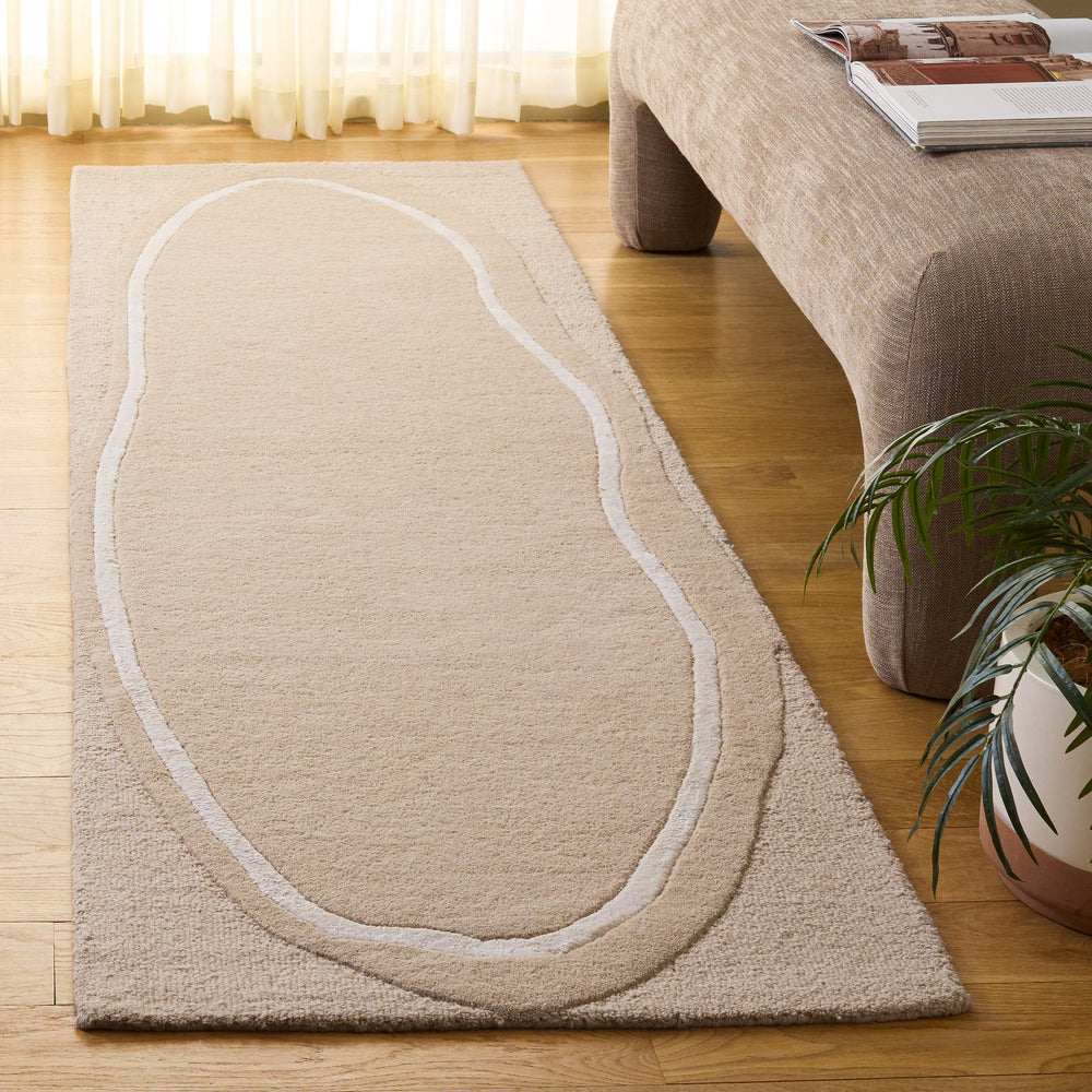 Safavieh Fifth Premium Hand-Tufted Wool-Viscose Rug In Beige Ivory — Low-Pile, Minimalist Texture For Warmth And Style 4'-0" x 6'-0" FTV106B-4
