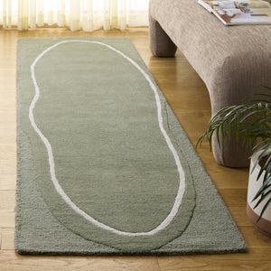 Safavieh Fifth Hand-Tufted Sage Green And Ivory Wool Rug — Low-Profile, Artisanal Texture For Modern Living Spaces 4'-0" x 6'-0" FTV106W-4