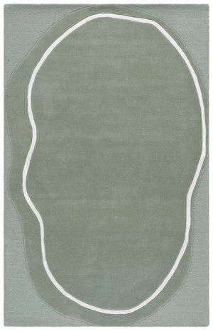 Safavieh Fifth Hand-Tufted Sage Green And Ivory Wool Rug — Low-Profile, Artisanal Texture For Modern Living Spaces 4'-0" x 6'-0" FTV106W-4