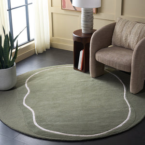 Safavieh Fifth Premium Hand-Tufted Round Rug In Sage Green And Ivory — Wool-Viscose Blend, Low-Profile Elegance 6'-0" x 6'-0" FTV106W-6R