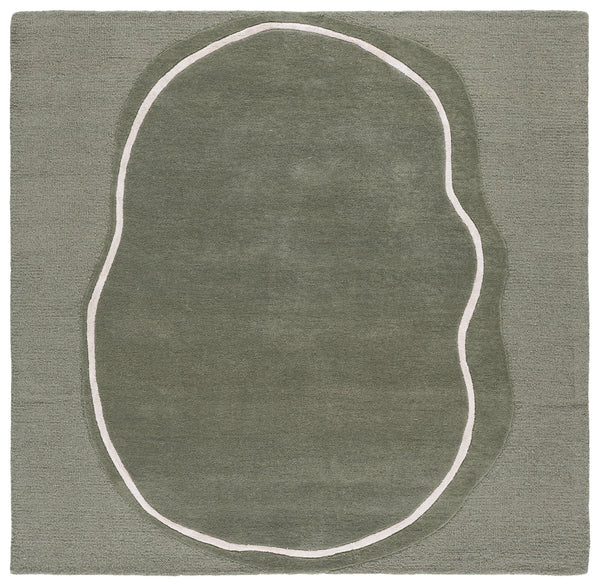 Safavieh Fifth Hand-Tufted Sage Green And Ivory Wool Rug — Low-Profile, Artisanal Texture For Modern Living Spaces 4'-0" x 6'-0" FTV106W-4