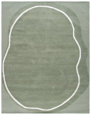 Safavieh Fifth Premium Hand-Tufted Round Rug In Sage Green And Ivory — Wool-Viscose Blend, Low-Profile Elegance 6'-0" x 6'-0" FTV106W-6R