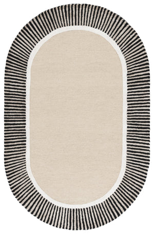 Safavieh Fifth Avenue Oval Area Rug — Hand-Tufted Wool Blend, Plush 3/8" Pile, Beige And Black Mid-Century Style 6'-0" x 8'-0" FTV107B-68OV