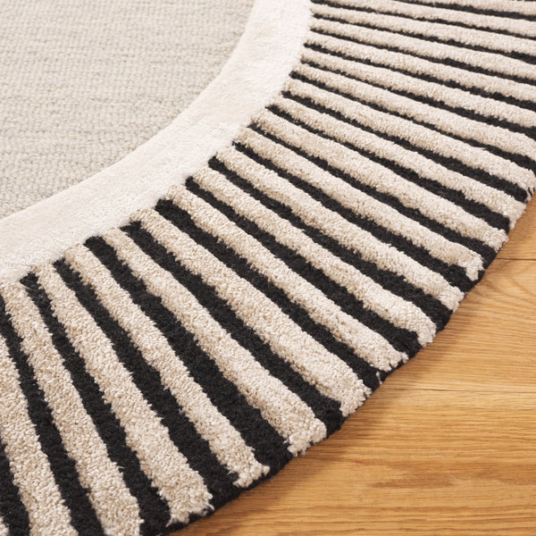 Safavieh Fifth Oval Hand-Tufted Area Rug In Grey & Black — Wool-Blend Low-Pile Modern Accent For Living Room 8'-0" x 10'-0" FTV107F-8OV