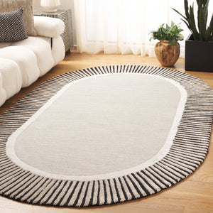 Safavieh Fifth Oval Hand-Tufted Area Rug In Grey & Black — Wool-Blend Low-Pile Modern Accent For Living Room 8'-0" x 10'-0" FTV107F-8OV