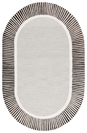 Safavieh Fifth Oval Hand-Tufted Area Rug In Grey & Black — Wool-Blend Low-Pile Modern Accent For Living Room 8'-0" x 10'-0" FTV107F-8OV