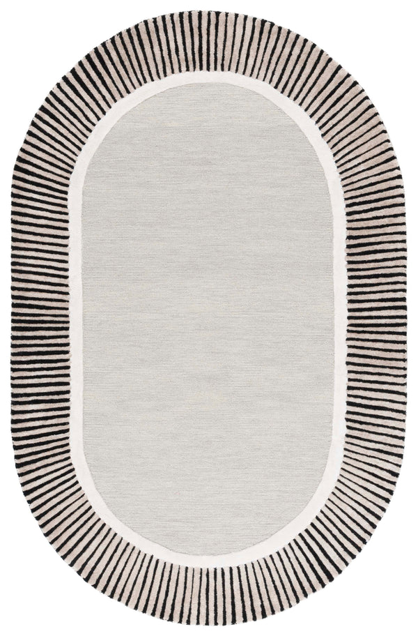 Safavieh Fifth Oval Hand-Tufted Area Rug In Grey & Black — Wool-Blend Low-Pile Modern Accent For Living Room 8'-0" x 10'-0" FTV107F-8OV