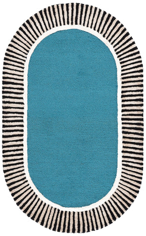 Safavieh Fifth Hand-Tufted 8X10 Oval Rug In Blue & Black — Wool-Viscose Blend, Low 3/8" Pile, Modern Artful Texture FTV107M-8OV