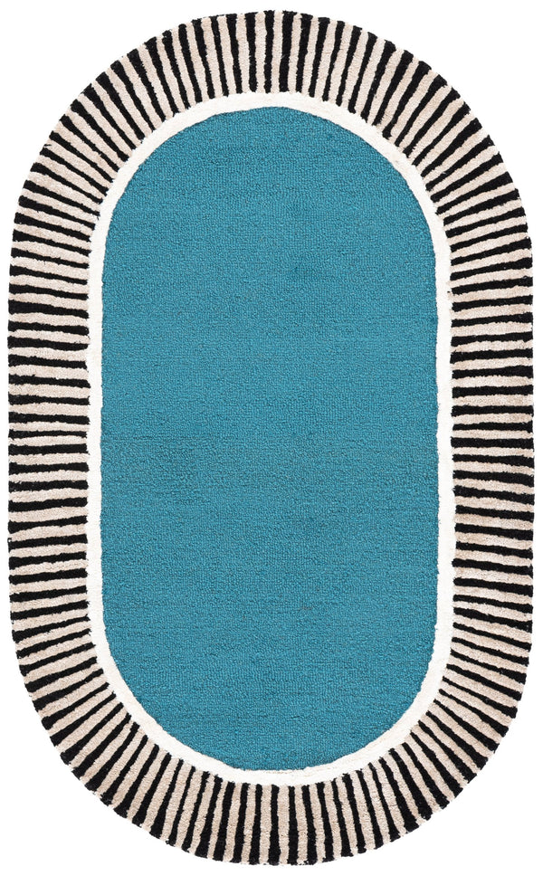 Safavieh Fifth Hand-Tufted 8X10 Oval Rug In Blue & Black — Wool-Viscose Blend, Low 3/8" Pile, Modern Artful Texture FTV107M-8OV