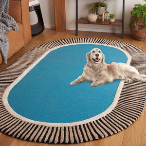Safavieh Fifth Hand-Tufted 8X10 Oval Rug In Blue & Black — Wool-Viscose Blend, Low 3/8" Pile, Modern Artful Texture FTV107M-8OV
