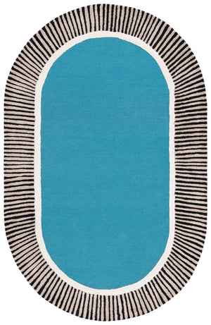 Safavieh Fifth Hand-Tufted 8X10 Oval Rug In Blue & Black — Wool-Viscose Blend, Low 3/8" Pile, Modern Artful Texture FTV107M-8OV