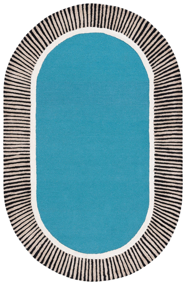 Safavieh Fifth Hand-Tufted 8X10 Oval Rug In Blue & Black — Wool-Viscose Blend, Low 3/8" Pile, Modern Artful Texture FTV107M-8OV
