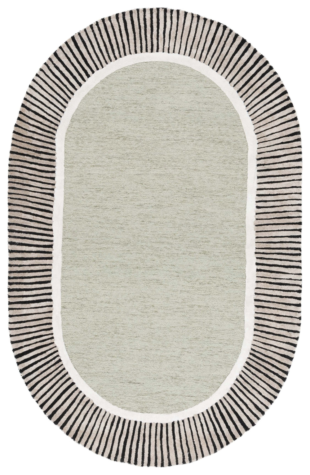 Safavieh Fifth Avenue Elegant Oval Area Rug - Hand-tufted Modern Design, Luxurious Wool Blend For Chic Spaces Sage ,Black 65% Wool,25% Viscose,10% Cotton Ftv107w-5ov