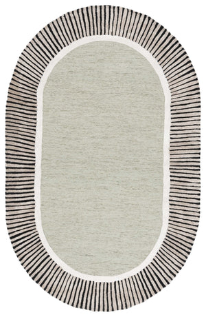 Safavieh Fifth Avenue Elegant Oval Area Rug - Hand-tufted Modern Design, Luxurious Wool Blend For Chic Spaces Sage ,Black 65% Wool,25% Viscose,10% Cotton Ftv107w-5ov