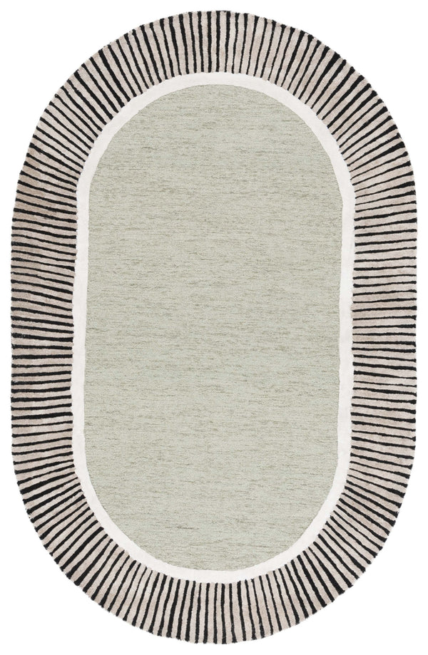 Safavieh Fifth Avenue Elegant Oval Area Rug - Hand-tufted Modern Design, Luxurious Wool Blend For Chic Spaces Sage ,Black 65% Wool,25% Viscose,10% Cotton Ftv107w-5ov