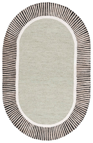Safavieh Fifth Elevate With Hand-Tufted Sage And Black Oval Rug — Wool-Viscose Blend, Mid-Century Modern Appeal 6'-0" x 9'-0" FTV107W-6OV