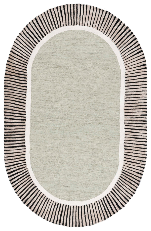 Safavieh Fifth Elevate With Hand-Tufted Sage And Black Oval Rug — Wool-Viscose Blend, Mid-Century Modern Appeal 6'-0" x 9'-0" FTV107W-6OV