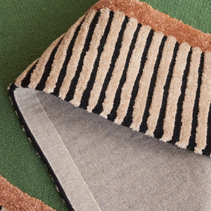 Safavieh Fifth Oval 9X12 Hand-Tufted Rug In Green With Bold Black-White Stripes, Wool-Viscose Plush, Artful Accent FTV107Y-68OV