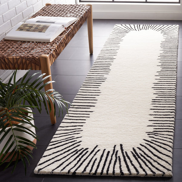 Safavieh Fifth Elegant Ivory And Black Geometric Hand-Tufted Area Rug, Wool-Cotton Blend, Modern Statement Piece 10'-0" x 14'-0" FTV129A-10