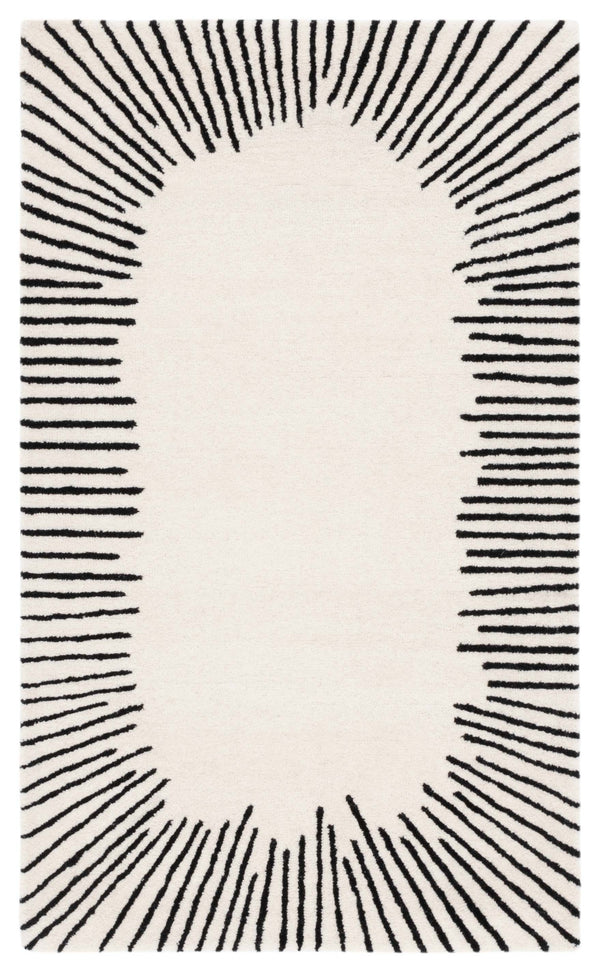 Safavieh Fifth Elegant Ivory And Black Geometric Hand-Tufted Area Rug, Wool-Cotton Blend, Modern Statement Piece 10'-0" x 14'-0" FTV129A-10