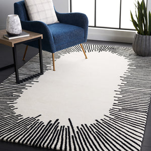 Safavieh Fifth Elegant Ivory And Black Geometric Hand-Tufted Area Rug, Wool-Cotton Blend, Modern Statement Piece 10'-0" x 14'-0" FTV129A-10