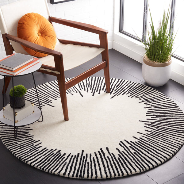 Safavieh Fifth Elegant Ivory And Black Geometric Hand-Tufted Area Rug, Wool-Cotton Blend, Modern Statement Piece 10'-0" x 14'-0" FTV129A-10