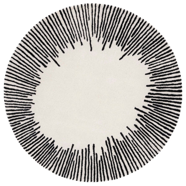 Safavieh Fifth Elegant Ivory And Black Geometric Hand-Tufted Area Rug, Wool-Cotton Blend, Modern Statement Piece 10'-0" x 14'-0" FTV129A-10