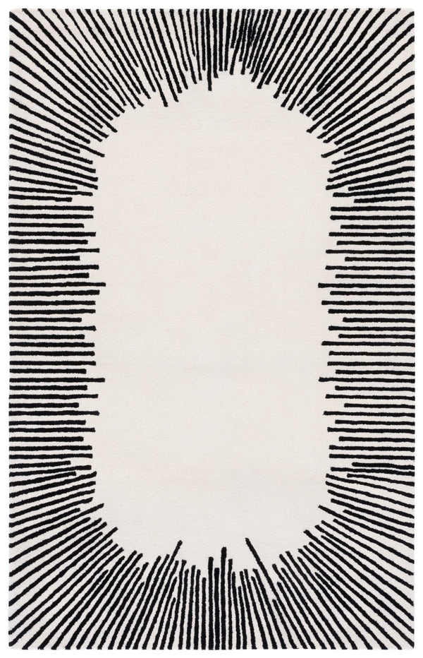 Safavieh Fifth Elegant Ivory And Black Geometric Hand-Tufted Area Rug, Wool-Cotton Blend, Modern Statement Piece 10'-0" x 14'-0" FTV129A-10