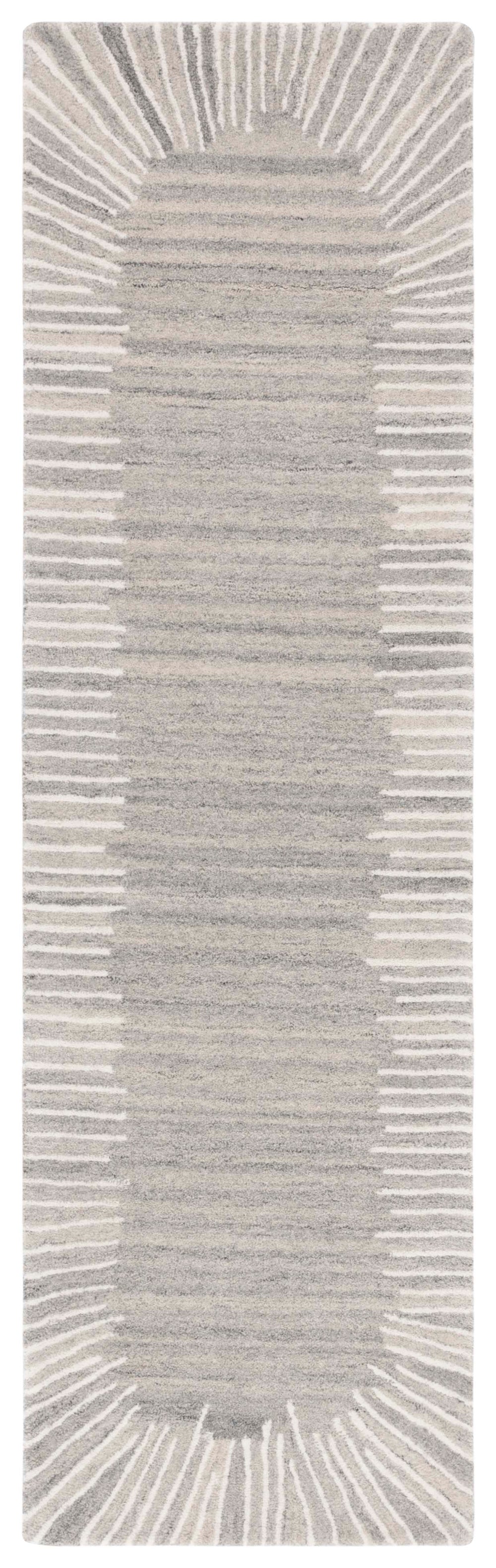 Safavieh Fifth Hand-Tufted Round Rug In Grey Ivory — Wool-Cotton Blend, Low-Profile Geometric Accent (3Ft) 7'-0" x 7'-0" FTV129F-7R