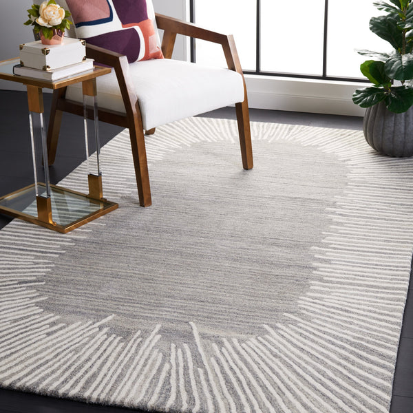 Safavieh Fifth Modern Geometric Grey Ivory Area Rug — Hand‑Tufted Wool Blend, Low‑Profile Comfort & Durable Craftsmanship 2'-3" x 5'-0" FTV129F-25