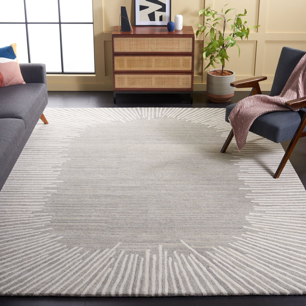 Safavieh Fifth Modern Geometric Grey Ivory Area Rug — Hand‑Tufted Wool Blend, Low‑Profile Comfort & Durable Craftsmanship 2'-3" x 5'-0" FTV129F-25