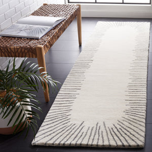 Safavieh Fifth Elegant Round Area Rug In Ivory And Grey — Hand-Tufted Wool-Cotton, Modern Geometric Texture 3'-0" x 3'-0" FTV129G-3R