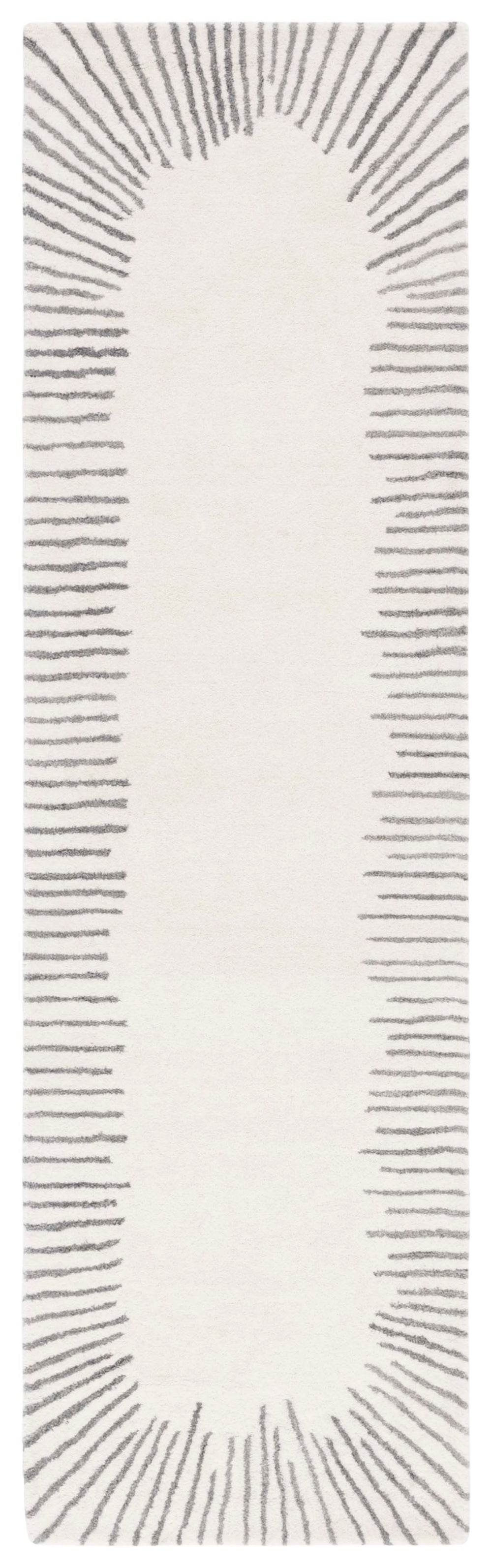 Safavieh Fifth Elegant Round Area Rug In Ivory And Grey — Hand-Tufted Wool-Cotton, Modern Geometric Texture 3'-0" x 3'-0" FTV129G-3R