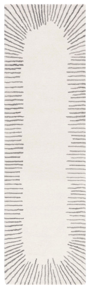 Safavieh Fifth Elegant Round Area Rug In Ivory And Grey — Hand-Tufted Wool-Cotton, Modern Geometric Texture 3'-0" x 3'-0" FTV129G-3R