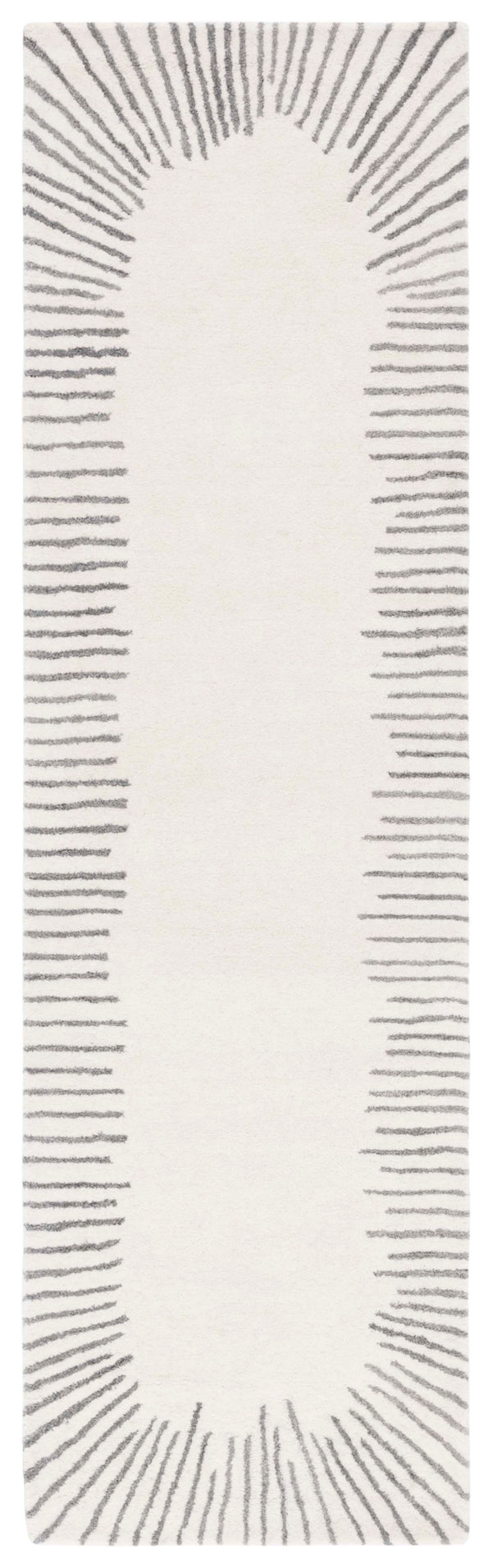 Safavieh Fifth Elegant Round Area Rug In Ivory And Grey — Hand-Tufted Wool-Cotton, Modern Geometric Texture 3'-0" x 3'-0" FTV129G-3R