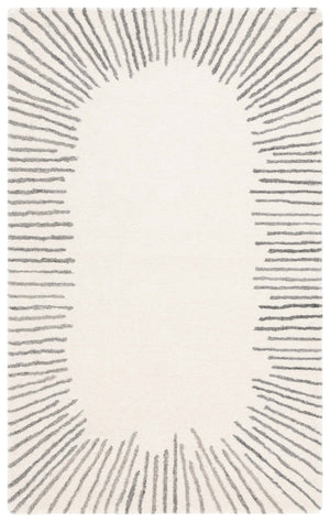 Safavieh Fifth Elegant Round Area Rug In Ivory And Grey — Hand-Tufted Wool-Cotton, Modern Geometric Texture 3'-0" x 3'-0" FTV129G-3R