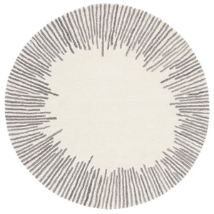 Safavieh Fifth Elegant Round Area Rug In Ivory And Grey — Hand-Tufted Wool-Cotton, Modern Geometric Texture 3'-0" x 3'-0" FTV129G-3R
