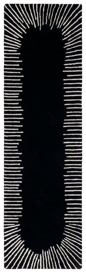 Safavieh Fifth Bold Geometric Black And Ivory Hand-Tufted Wool-Cotton Rug—Low-Profile Texture, Modern Anchor 10'-0" x 14'-0" FTV129Z-10