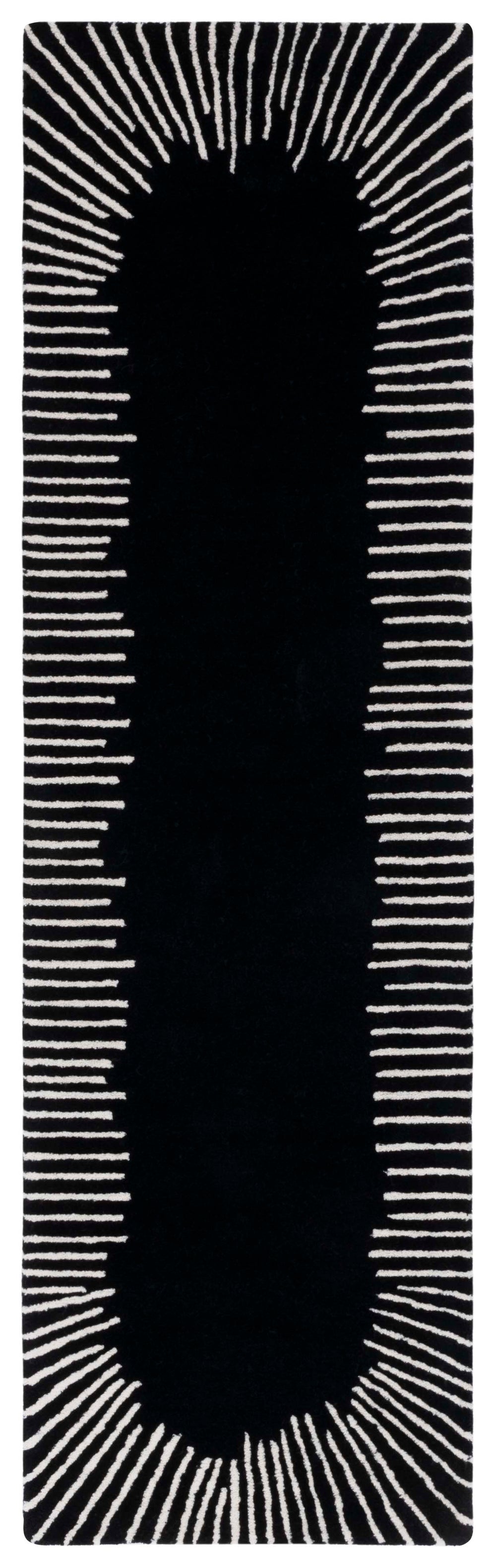 Safavieh Fifth Hand-Tufted Black And Ivory Geometric Runner Rug — Wool-Cotton Blend, Modern Hallway Statement Piece 2'-3" x 11'-0" FTV129Z-211