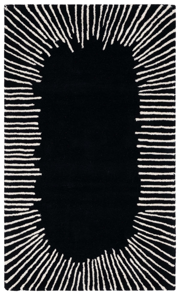 Safavieh Fifth Bold Geometric Black And Ivory Hand-Tufted Wool-Cotton Rug—Low-Profile Texture, Modern Anchor 10'-0" x 14'-0" FTV129Z-10