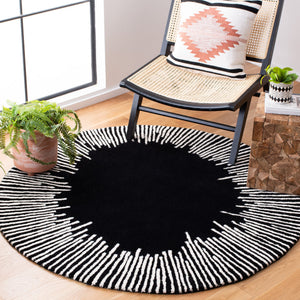 Safavieh Fifth Bold Geometric Black And Ivory Hand-Tufted Wool-Cotton Rug—Low-Profile Texture, Modern Anchor 10'-0" x 14'-0" FTV129Z-10