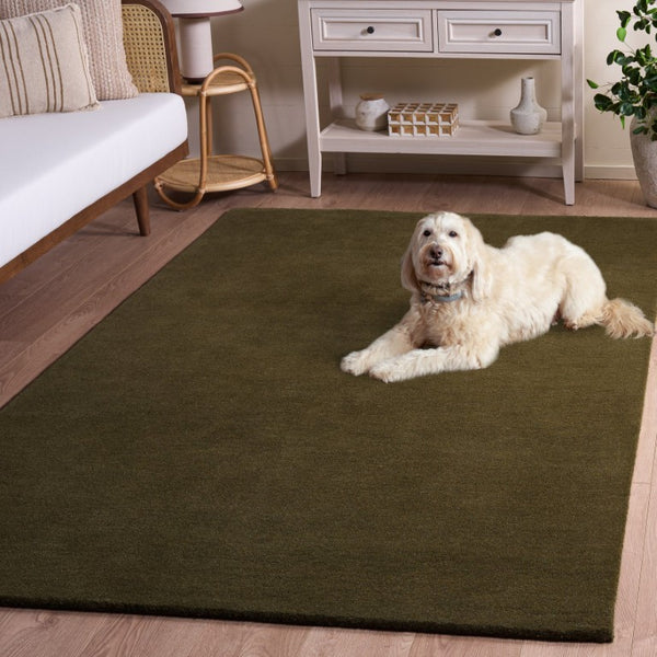 Safavieh Fifth Avenue Hand Tufted Wool Rug Solid Olive Plush Pile Living Room Bedroom FTV134X-5