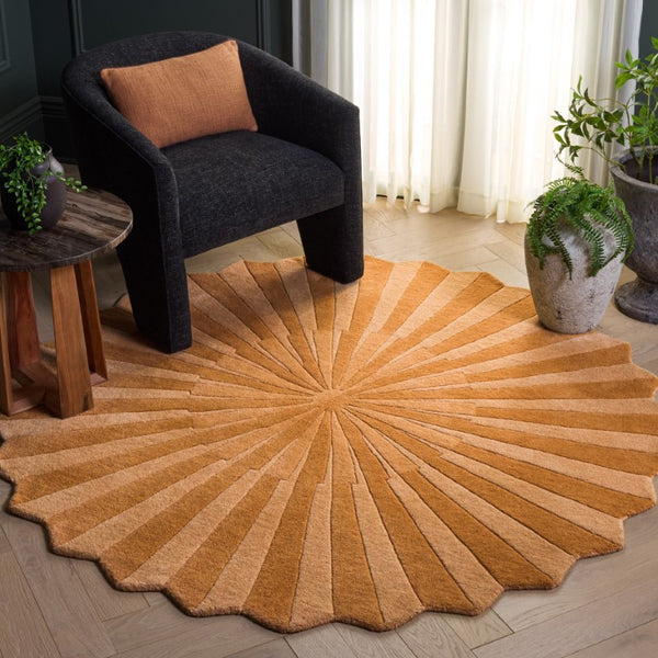 Safavieh Fifth Avenue Hand Tufted Wool Cotton Round Rug Soft Plush Pile for Living Rooms Gold FTV136D-6R